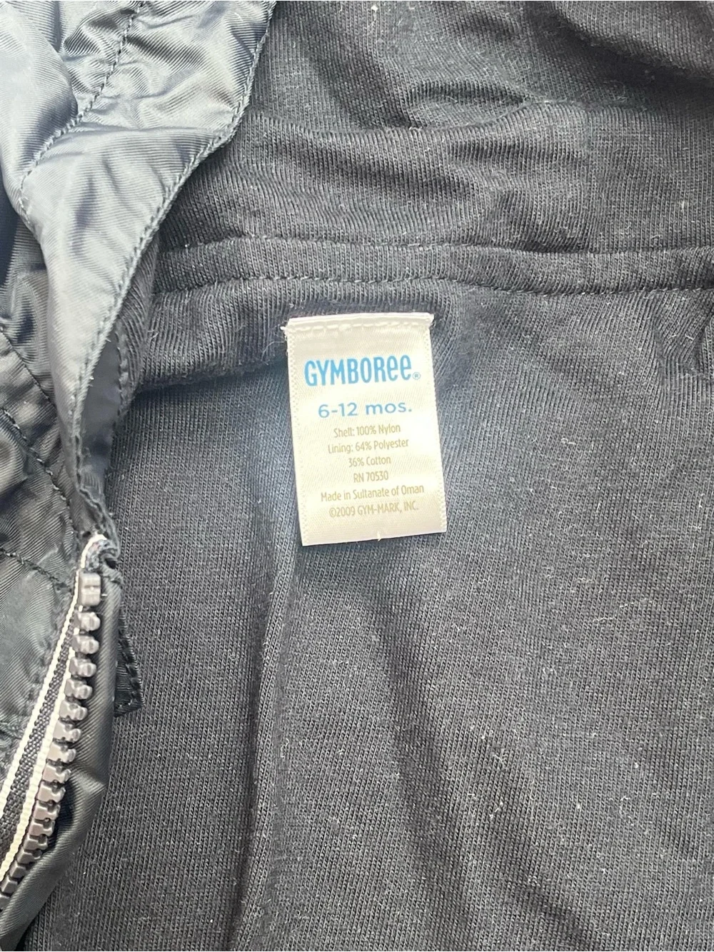 Gymboree Black Lightweight Hooded Kids Raincoat with Stripe Zipper and Pockets
